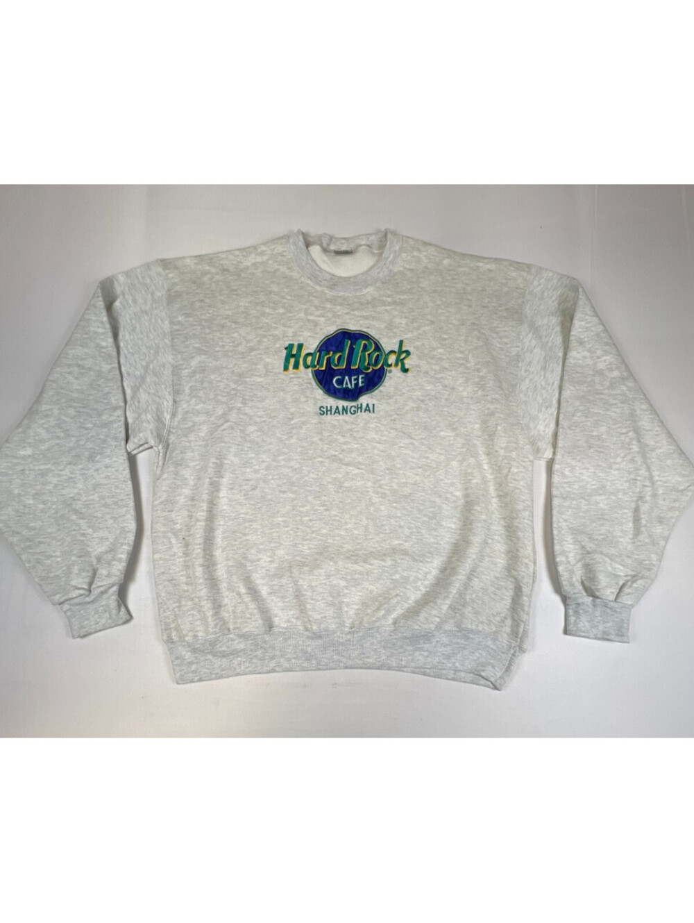 Vintage Hard Rock Cafe Shanghai Crewneck Sweatshirt Gray Embroidered Logo XL